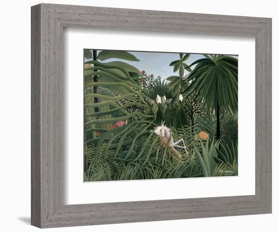 Attack of Jaguar, c.1910-Henri Rousseau-Framed Giclee Print