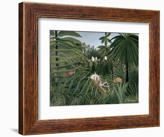 Attack of Jaguar, c.1910-Henri Rousseau-Framed Giclee Print