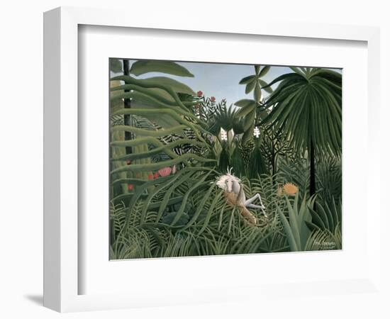 Attack of Jaguar, c.1910-Henri Rousseau-Framed Giclee Print