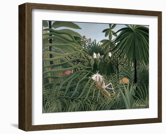 Attack of Jaguar, c.1910-Henri Rousseau-Framed Giclee Print