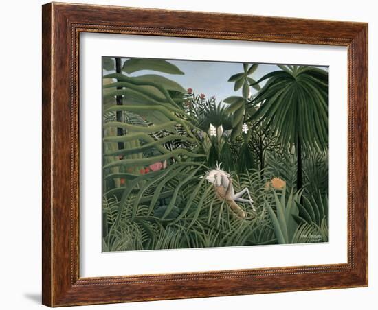 Attack of Jaguar, c.1910-Henri Rousseau-Framed Giclee Print