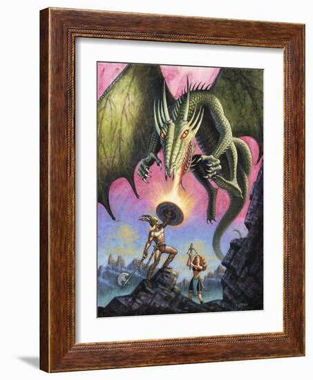 Attack of the Fire Drake-Ben Otero-Framed Giclee Print