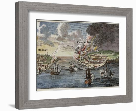Attack on Bunker Hill and Burning of Charlestown Known asBattle of Bunker's Hill-null-Framed Photographic Print