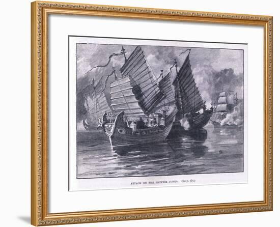 Attack on the Chinese Junks AD 1841-William Heysham Overend-Framed Giclee Print