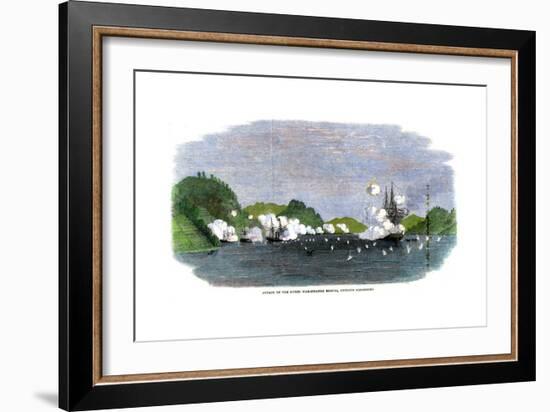 Attack on the Dutch War-Steamer Medusa, Opposite Simonoseki, Japan, 1863-null-Framed Giclee Print