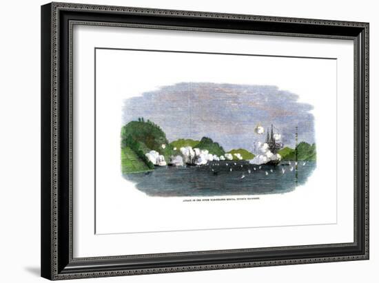 Attack on the Dutch War-Steamer Medusa, Opposite Simonoseki, Japan, 1863-null-Framed Giclee Print