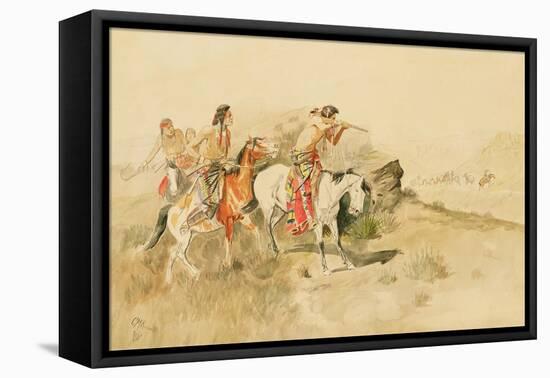 Attack on the Muleteers, C.1895 (Pencil & W/C on Paper)-Charles Marion Russell-Framed Premier Image Canvas