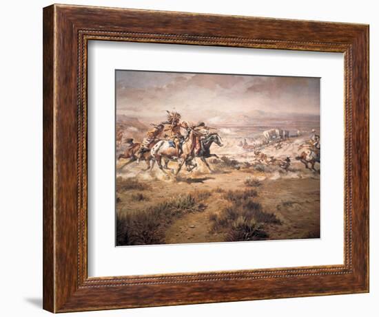 Attack on the Wagon Train, 1904-Charles Marion Russell-Framed Giclee Print