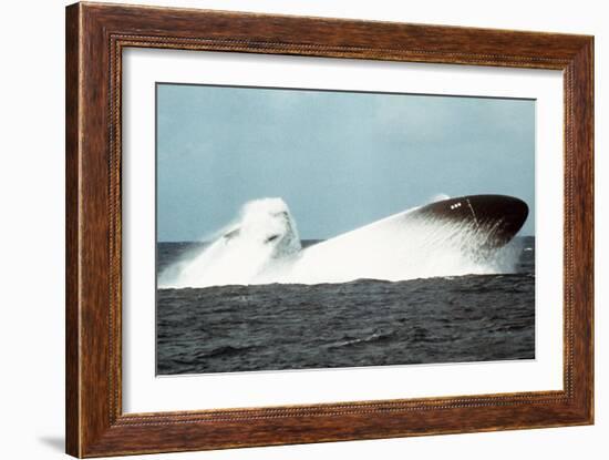 Attack Submarine Birmingham Conducting an Emergency Surfacing, Nov. 19, 1978-null-Framed Photo