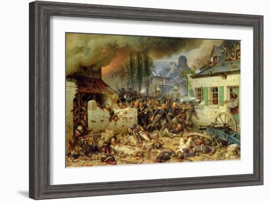 Attacking the Prussians in Plancenoit in the Battle of Waterloo, 1863-Adolf Northern-Framed Giclee Print