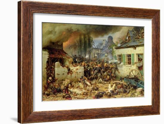 Attacking the Prussians in Plancenoit in the Battle of Waterloo, 1863-Adolf Northern-Framed Giclee Print