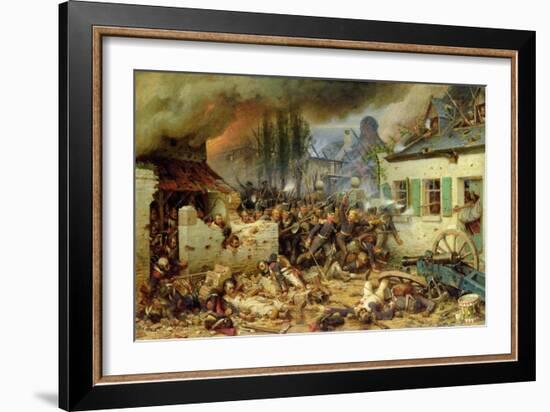 Attacking the Prussians in Plancenoit in the Battle of Waterloo, 1863-Adolf Northern-Framed Giclee Print