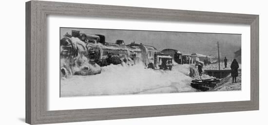 Attempts to Dig out the Simplon Orient Express Snowbound 80 Km from Constantinople-null-Framed Photographic Print