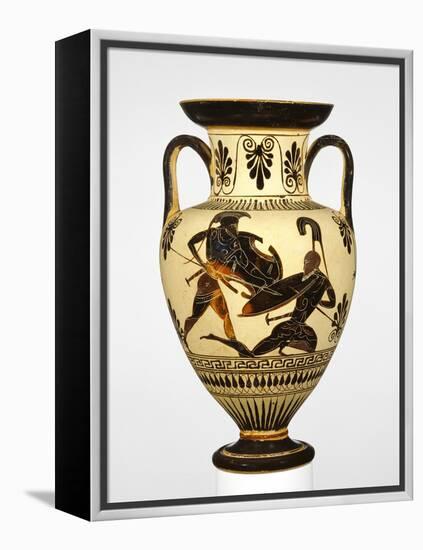Attic Black-Figure Neck Amphora with Two Warriors Battling-null-Framed Premier Image Canvas