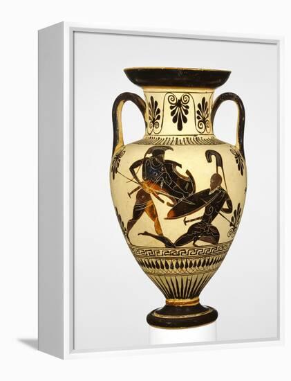 Attic Black-Figure Neck Amphora with Two Warriors Battling-null-Framed Premier Image Canvas