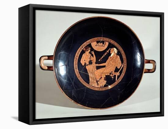 Attic Red-Figure Cup Depicting Phoenix and Briseis, Achilles' Captive, circa 490 BC-Brygos Painter-Framed Premier Image Canvas
