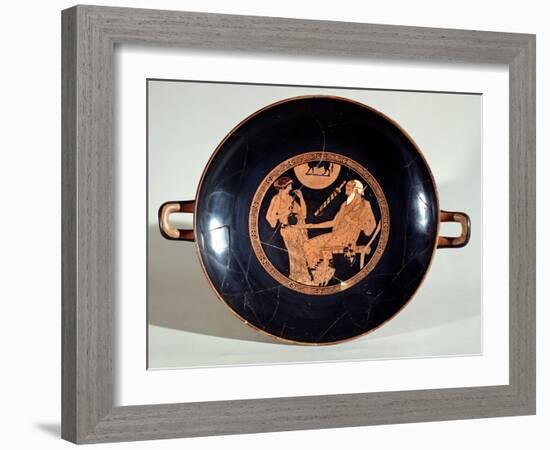 Attic Red-Figure Cup Depicting Phoenix and Briseis, Achilles' Captive, circa 490 BC-Brygos Painter-Framed Giclee Print