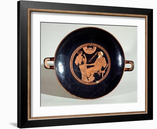 Attic Red-Figure Cup Depicting Phoenix and Briseis, Achilles' Captive, circa 490 BC-Brygos Painter-Framed Giclee Print