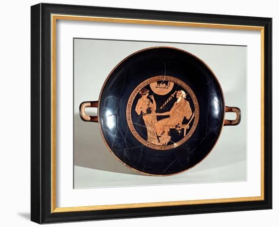 Attic Red-Figure Cup Depicting Phoenix and Briseis, Achilles' Captive, circa 490 BC-Brygos Painter-Framed Giclee Print