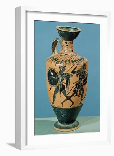 Attic Style Lekythos, Depicting Hercules and the Amazons-null-Framed Giclee Print