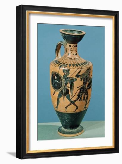 Attic Style Lekythos, Depicting Hercules and the Amazons-null-Framed Giclee Print