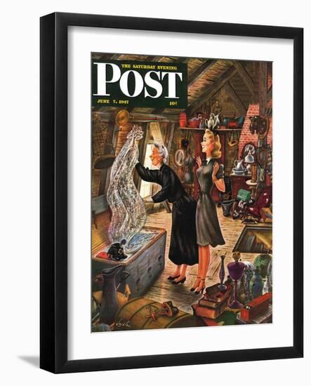 "Attic Treasure," Saturday Evening Post Cover, June 7, 1947-Constantin Alajalov-Framed Giclee Print