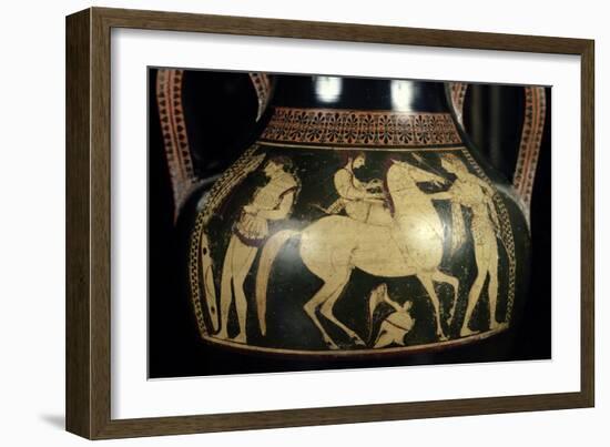 Attic White-Figure Amphora Depicting Amazons Preparing for Battle, circa 525-520 BC-Andokides-Framed Giclee Print