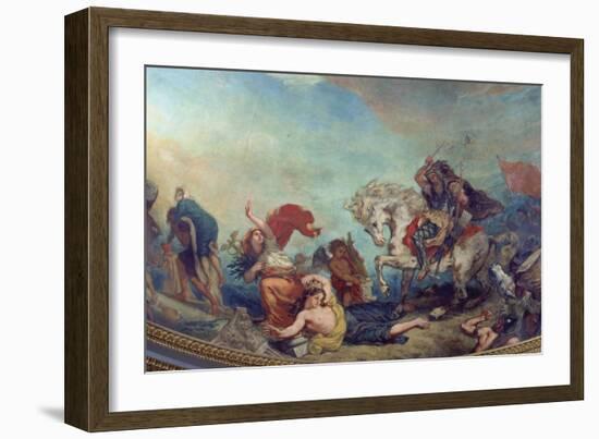 Attila the Hun, Followed by His Barbarian Hordes, Trampling Italy and the Arts Underfoot-Eugene Delacroix-Framed Giclee Print