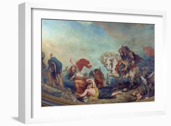 Attila the Hun, Followed by His Barbarian Hordes, Trampling Italy and the Arts Underfoot-Eugene Delacroix-Framed Giclee Print