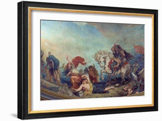 Attila the Hun, Followed by His Barbarian Hordes, Trampling Italy and the Arts Underfoot-Eugene Delacroix-Framed Giclee Print