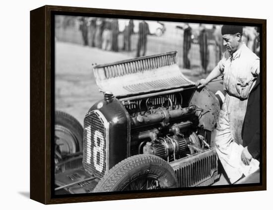 Attilio Marinoni, Chief Mechanic of Scuderia Ferrari, with an Alfa Romeo, 1934-null-Framed Premier Image Canvas