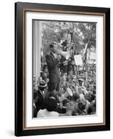 Attorney General Bobby Kennedy Speaking to Crowd in D.C.-Warren K^ Leffler-Framed Photo