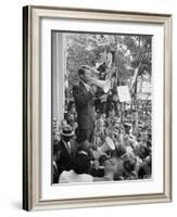 Attorney General Bobby Kennedy Speaking to Crowd in D.C.-Warren K^ Leffler-Framed Photo