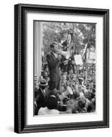 Attorney General Bobby Kennedy Speaking to Crowd in D.C.-Warren K^ Leffler-Framed Photo