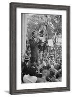 Attorney General Robert F Kennedy speaking to a crowd of Civil Rights protestors, 1963-Warren K. Leffler-Framed Photographic Print