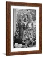 Attorney General Robert F Kennedy speaking to a crowd of Civil Rights protestors, 1963-Warren K. Leffler-Framed Photographic Print