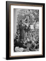 Attorney General Robert F Kennedy speaking to a crowd of Civil Rights protestors, 1963-Warren K. Leffler-Framed Photographic Print