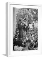 Attorney General Robert F Kennedy speaking to a crowd of Civil Rights protestors, 1963-Warren K. Leffler-Framed Photographic Print