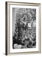 Attorney General Robert F Kennedy speaking to a crowd of Civil Rights protestors, 1963-Warren K. Leffler-Framed Photographic Print