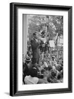 Attorney General Robert F Kennedy speaking to a crowd of Civil Rights protestors, 1963-Warren K. Leffler-Framed Photographic Print