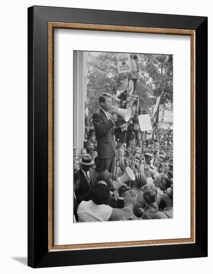 Attorney General Robert F Kennedy speaking to a crowd of Civil Rights protestors, 1963-Warren K. Leffler-Framed Photographic Print