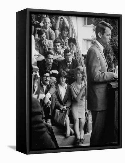 Attorney General Robert F. Kennedy Talking During a Meeting-George Silk-Framed Premier Image Canvas