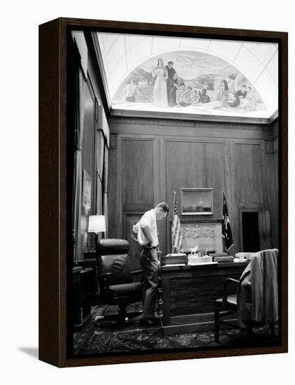 Attorney General Robert F. Kennedy Working Late into the Night in His Office-null-Framed Premier Image Canvas