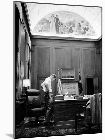 Attorney General Robert F. Kennedy Working Late into the Night in His Office-null-Mounted Photographic Print