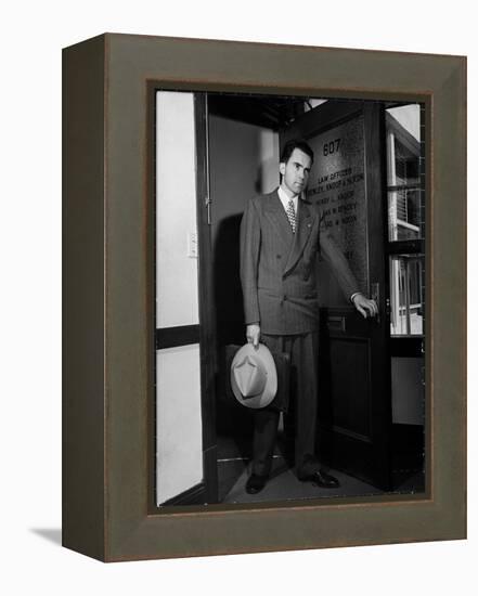 Attorney Richard Nixon in the Doorway of Law Office After Returning From WWII to Resume His Career-George Lacks-Framed Premier Image Canvas