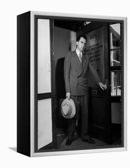 Attorney Richard Nixon in the Doorway of Law Office After Returning From WWII to Resume His Career-George Lacks-Framed Premier Image Canvas