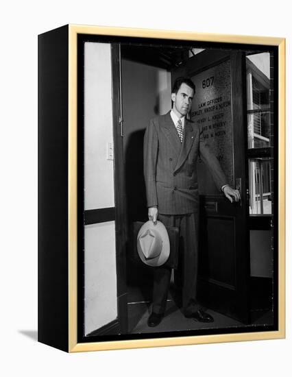 Attorney Richard Nixon in the Doorway of Law Office After Returning From WWII to Resume His Career-George Lacks-Framed Premier Image Canvas