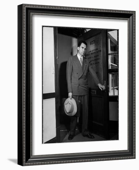 Attorney Richard Nixon in the Doorway of Law Office After Returning From WWII to Resume His Career-George Lacks-Framed Photographic Print