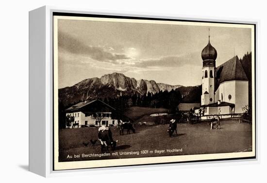 Au Berchtesgaden Bayer. Hochland, Rinder an Der Kirche, Wohnhaus, Felsen-null-Framed Premier Image Canvas