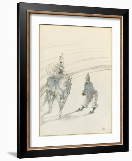 Au Cirque: Ecuyère De Panneau, 1899 (Pencil, Black Conté Crayon & Coloured Crayon on Paper)-Henri de Toulouse-Lautrec-Framed Giclee Print